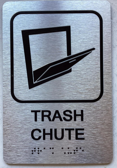 TRASH CHUTE SIGN WITH RAISED LETTERS