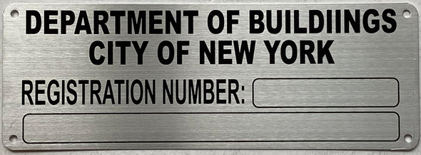 DEPT OF BUILDING SERIAL NUMBER SIGN