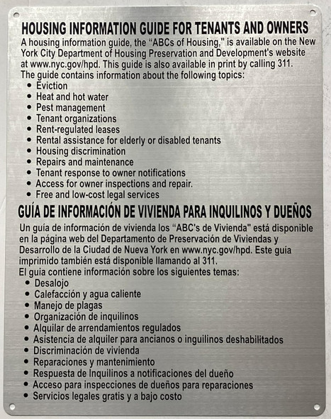 NYC HPD HOUSING INFORMATION GUIDE/ABC OF HOUSING SIGNS