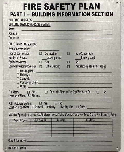 Lobby NYC Apartment Building Emergency Preparedness Guide – Building Information  ( Silver, 8.5x11)