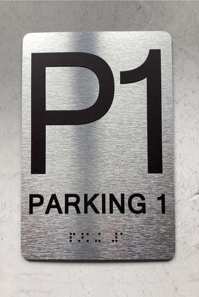 NYC FLOOR NUMBER SIGN WITH RAISED LETTERS THE PARK AVE LINE (P1- PARKING 1)