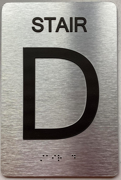 Sign Floor number  with Raised letters/Image & Grade 2 Braille - Includes Red Adhesive pad for Easy Installation ( Brushed Aluminum/silver) - The park Ave Line (STAID D)