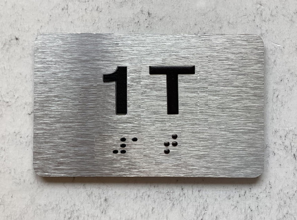 NYC APT NUMBER 1T SIGN-UNIT NUMBER SIGN WITH RAISED LETTERS