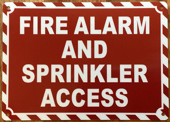 FIRE ALARM AND SPRINKLER ACCESS SIGN -ZEBRA LINE