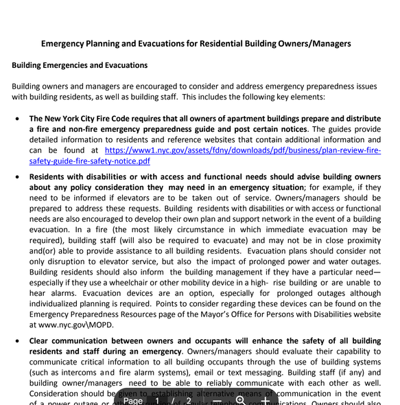 NYC Residential Building Emergency Preparedness Checklist (pdf)