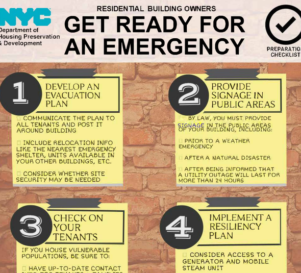 NYC HPD Emergency Preparedness Checklist for Building Owners(pdf file)