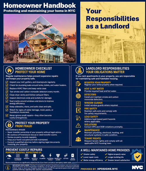 NYC Homeowner & Landlord Guide | Home Maintenance & Landlord Responsibilities (PDF, ref July 2026)