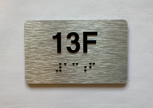 Apartment Number sign unit 13F Braille