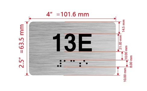 Apartment Number Unit 13E Sign