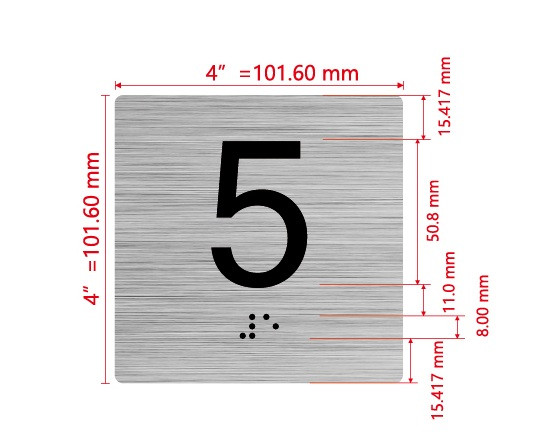 Elevator Floor Number / Elevator Jamb Plate 5 Ada Sign