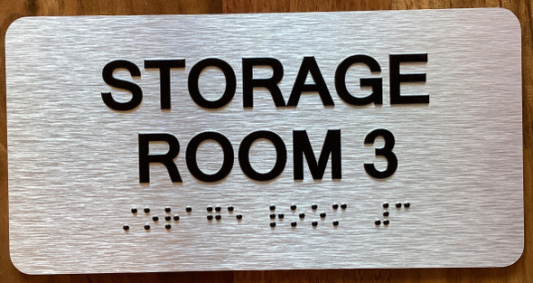 Storage Room 3 Sign with Raised Letters & Grade 2 Sign