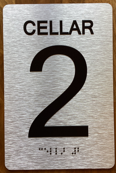 Cellar 2 Sign with Raised Letters & Grade 2 Sign