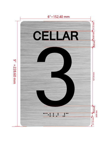 Cellar 3 Sign with Raised Letters & Grade 2 Hpd Sign