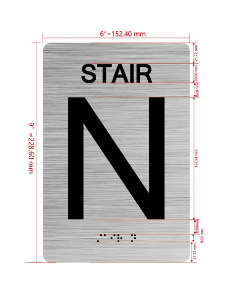 Stair N Sign with Raised Letters & Grade 2 Hpd Sign