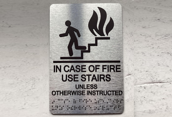 In Case of Fire Use Stairs Unless Otherwise Instructed Hpd Sign