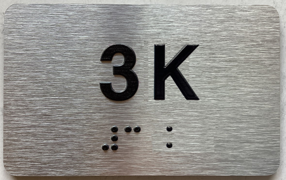 APT# 3K SILVER Braille Sign