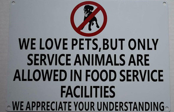 No Pets Allowed in Food Service Facilities Sign