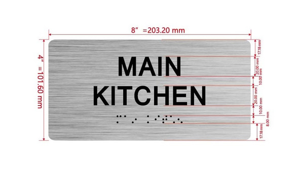 The Main Kitchen with Raised Letters & Grade 2 Hpd Sign