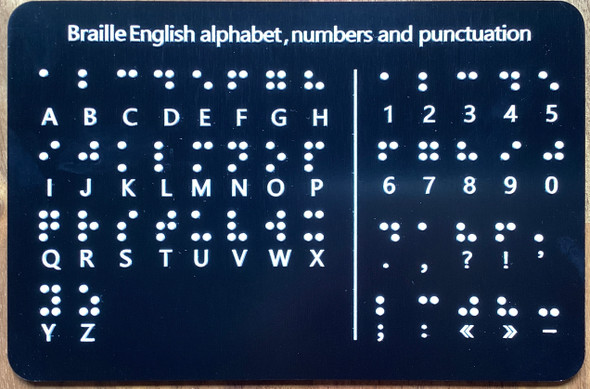 ADA Braille English Alphabet, Number And Punctuation Sign
