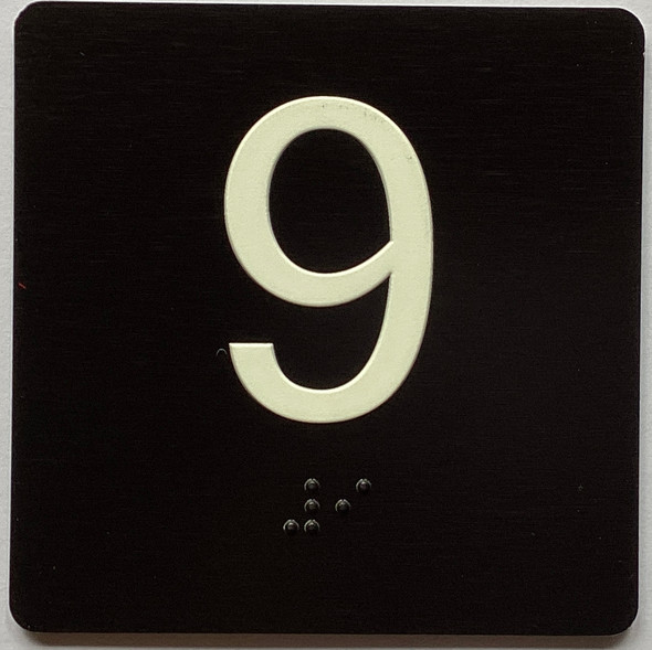 Elevator 9 Sign Elevator Jamb Plate Sign