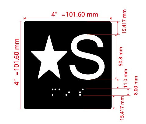 Star S Sign with Raised Letters Safety Sign