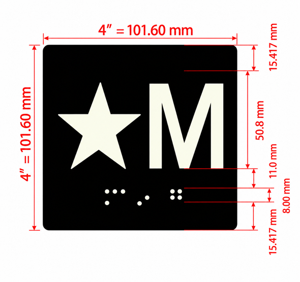 Star M Sign with Raised Letters Compliance Sign