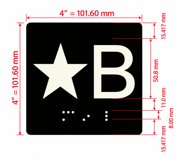 Star B Sign with Raised Letters & Grade 2 Hpd Sign