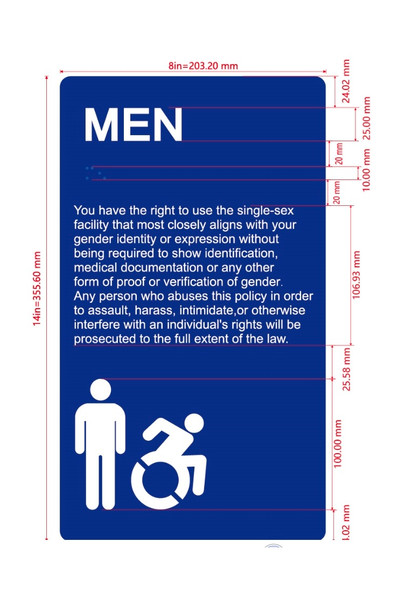 Men Dark Blue Sign Elevator Jamb Plate Hpd Sign