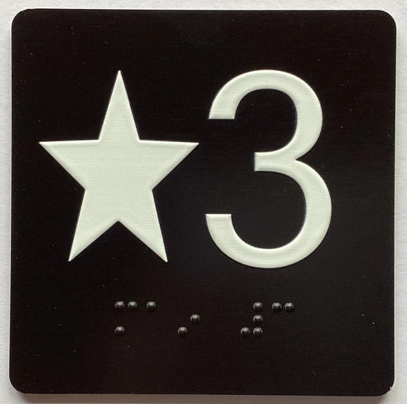 Star 3 Elevator Jamb Plate Sign