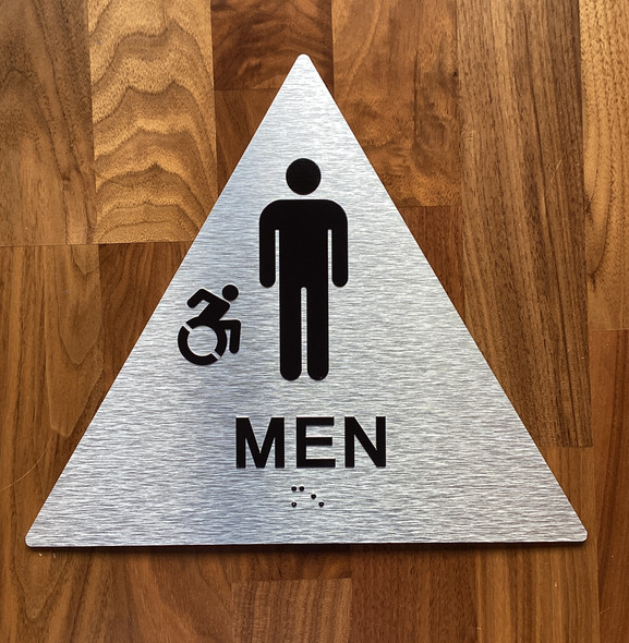Men Restroom Accessible With Sign with Raised Letters Braille Sign