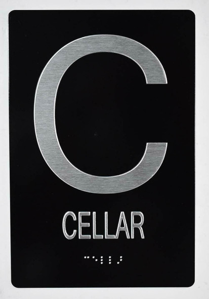 Cellar Floor Number Sign -Tactile Signs  ADA Compliant Sign.  -Tactile Signs  The Sensation line Ada sign