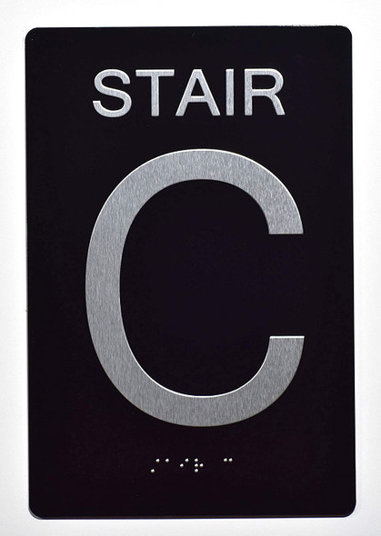 Stair C Sign -Stair Number Sign Black