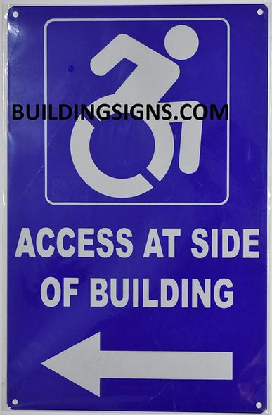 Blue Access at Side of Building Left Arrow  (Aluminium Reflective,Rust FreeBlue )-The Pour Tous Blue LINE