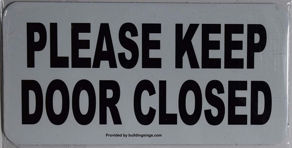 2 Pack-Please Keep Door Closed Sign Color White -Sign with Double Side Tape