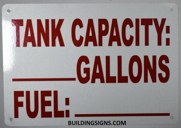 Tank Capacity Sign