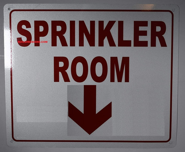 Sprinkler Room with Arrow Down SIGNAGE, Engineer Grade Reflective Aluminum SIGNAGE