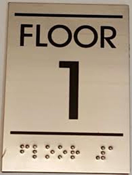 Floor number one (1) Sign -Tactile Signs  BRAILLE-( Heavy Duty-Commercial Use ) Ada sign