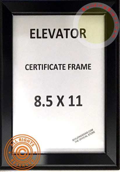 Elevator Certificate FRAME (Black, Heavy Duty - Aluminum)