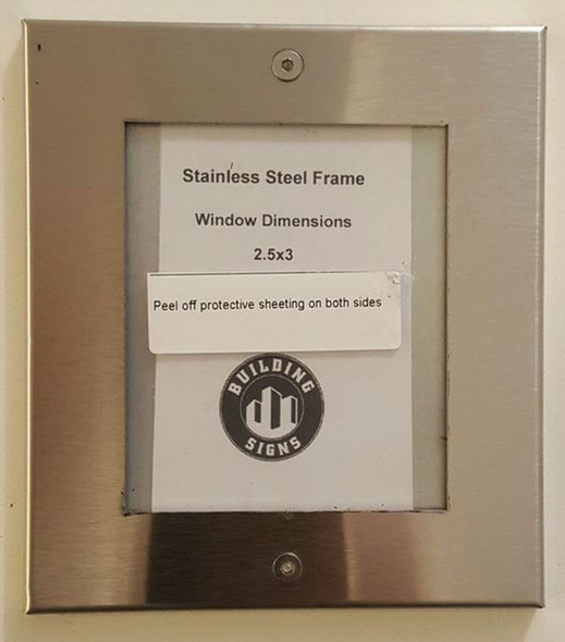 Elevator certificate frame  stainless Steel