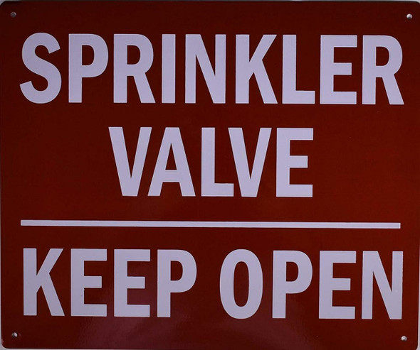 Sprinkler Valve Keep Open Sign