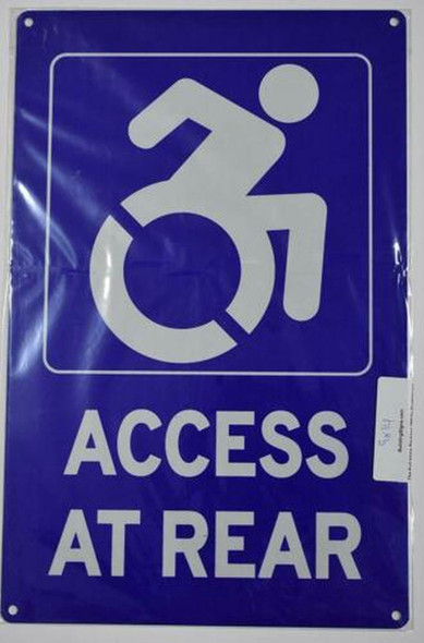 Access at Rear SIGN Tactile Signs -The Pour Tous Blue LINE Ada sign