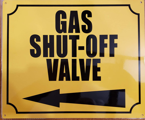 Sign Gas Shut Off Valve with Left Arrow