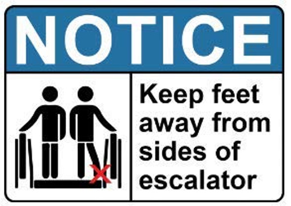 Signage Keep FEET Away from Sides of Escalator