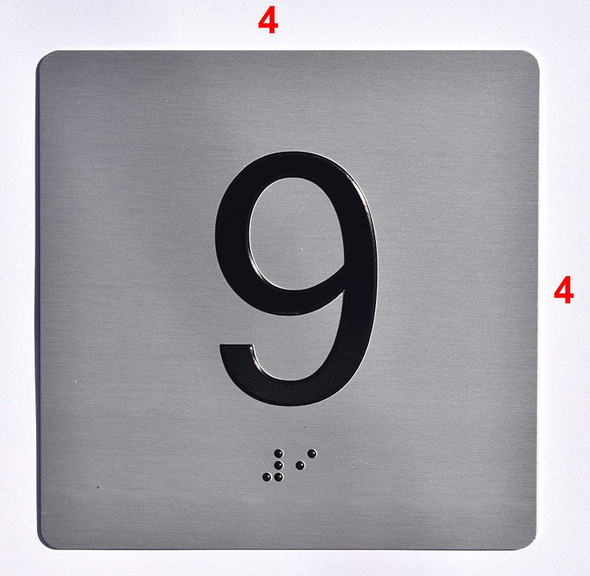 Apartment Number 9  with Braille and Raised Number