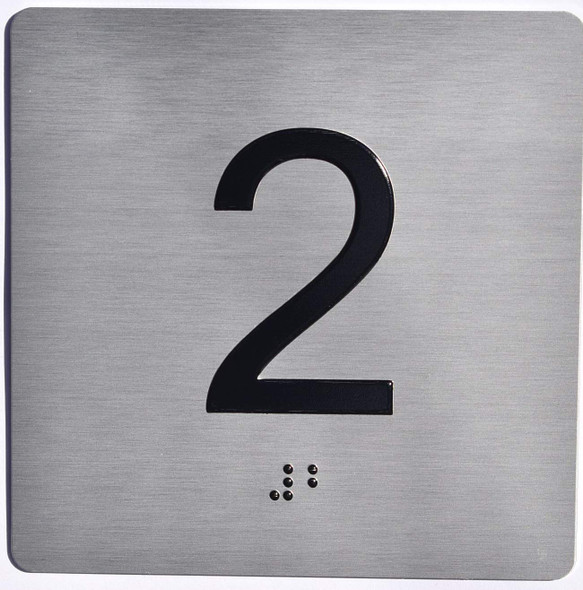 Apartment Number 2 Sign with Braille and Raised Number