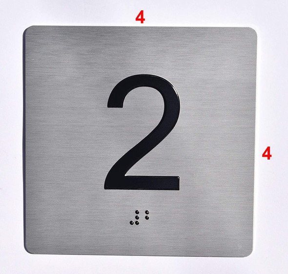 Apartment Number 2  with Braille and Raised Number
