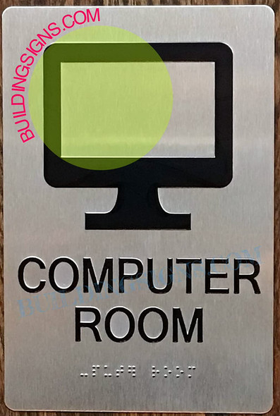 Computer Room Signage -Braille Signage with Raised Tactile Graphics and Letters