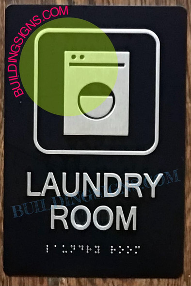 Laundry Room Signage -Braille Signage with Raised Tactile Graphics and Letters