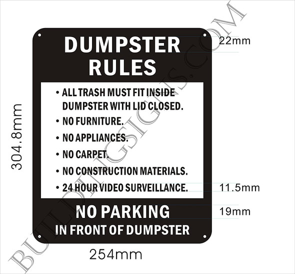 Dumpster Rules Signage