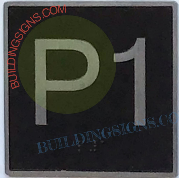 ELEVATOR FLOOR NUMBER P1 SIGN- ELEVATOR JAMB PLATE FLOOR parking 1 SIGNAGE